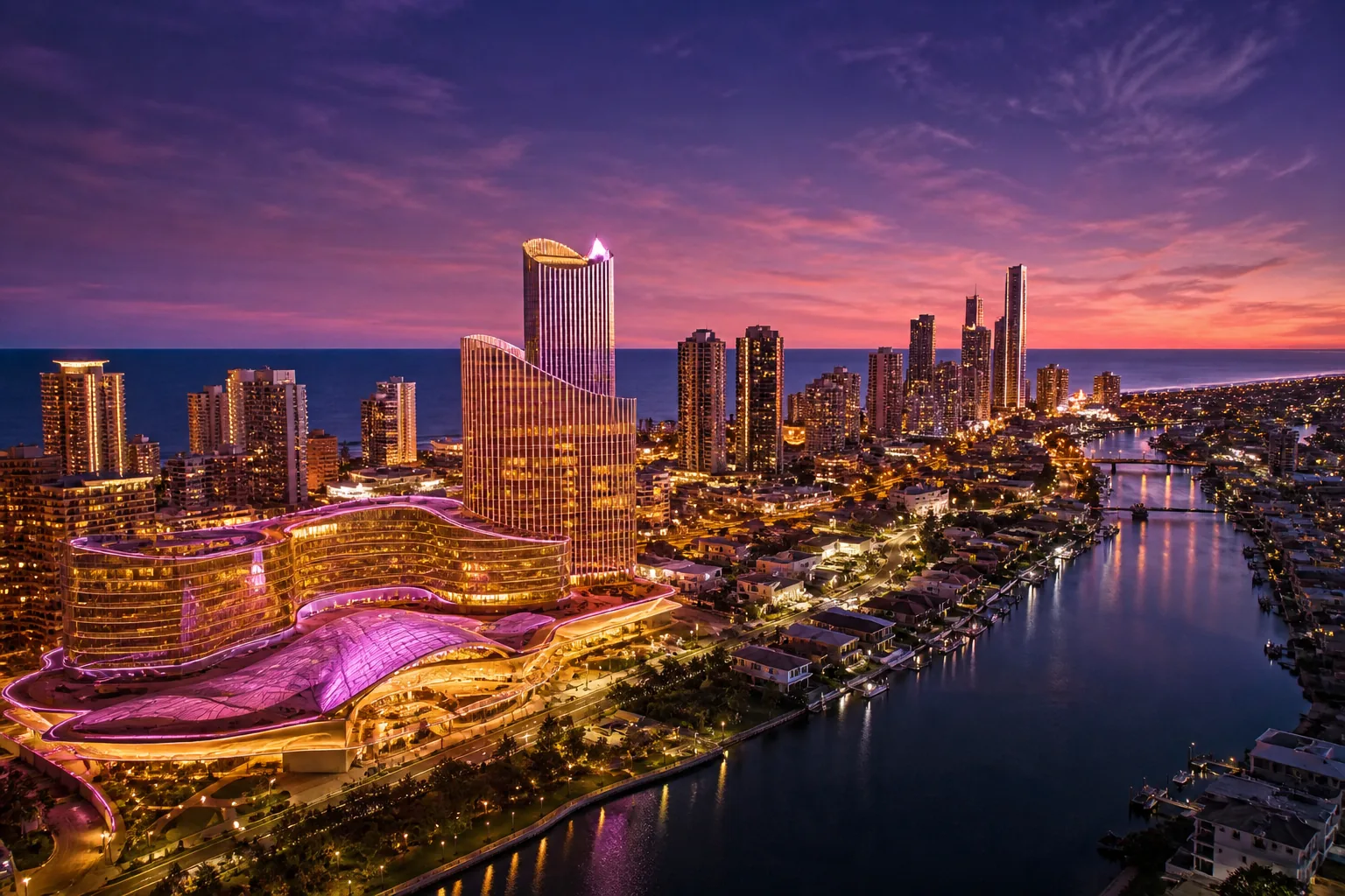 Editorial city guide graphic for Dolly Casino readers in Gold Coast, QLD